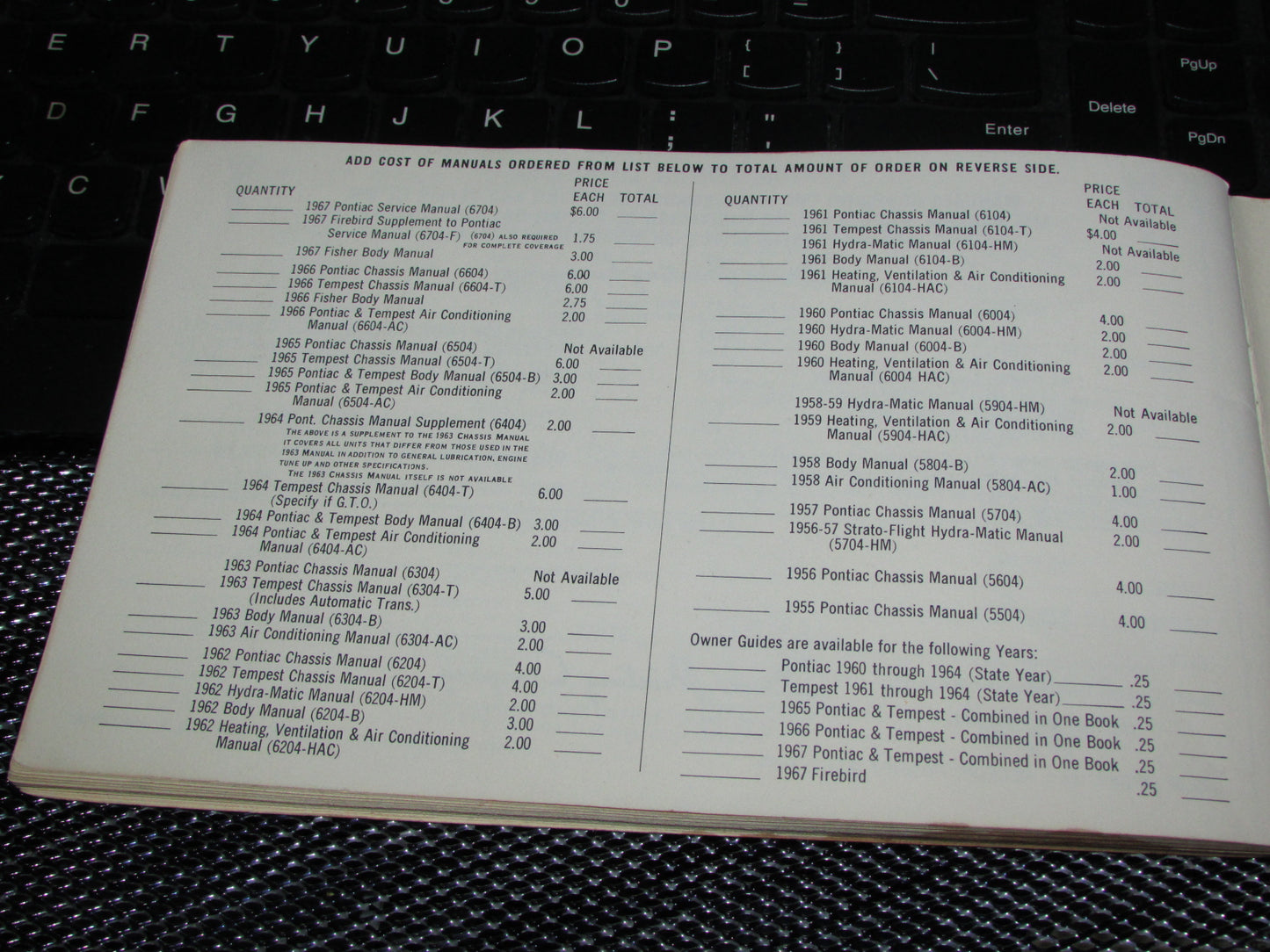 Pontiac Firebird (1968) Owners Manual