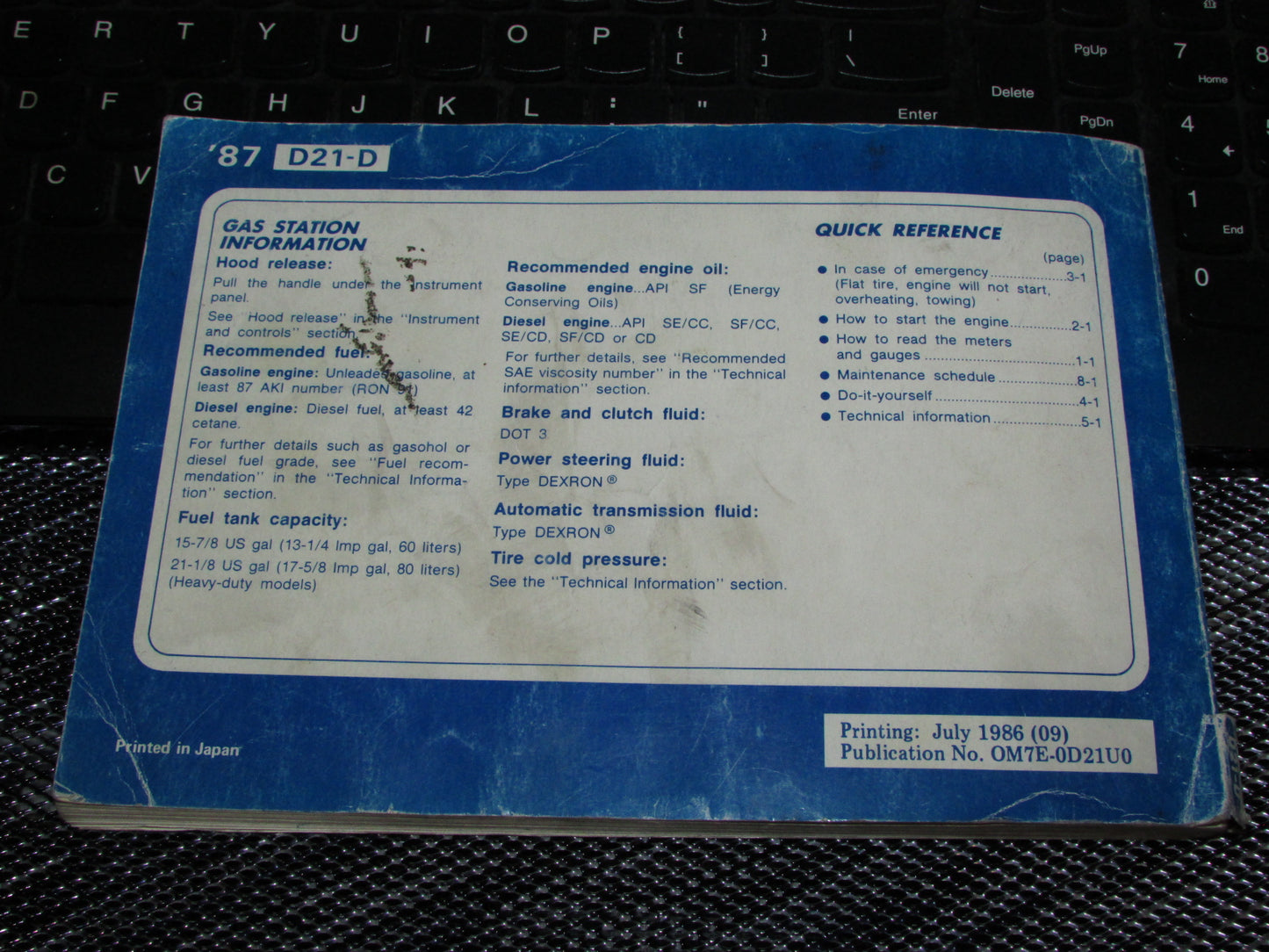 Nissan Pathfinder (1987) Owners Manual