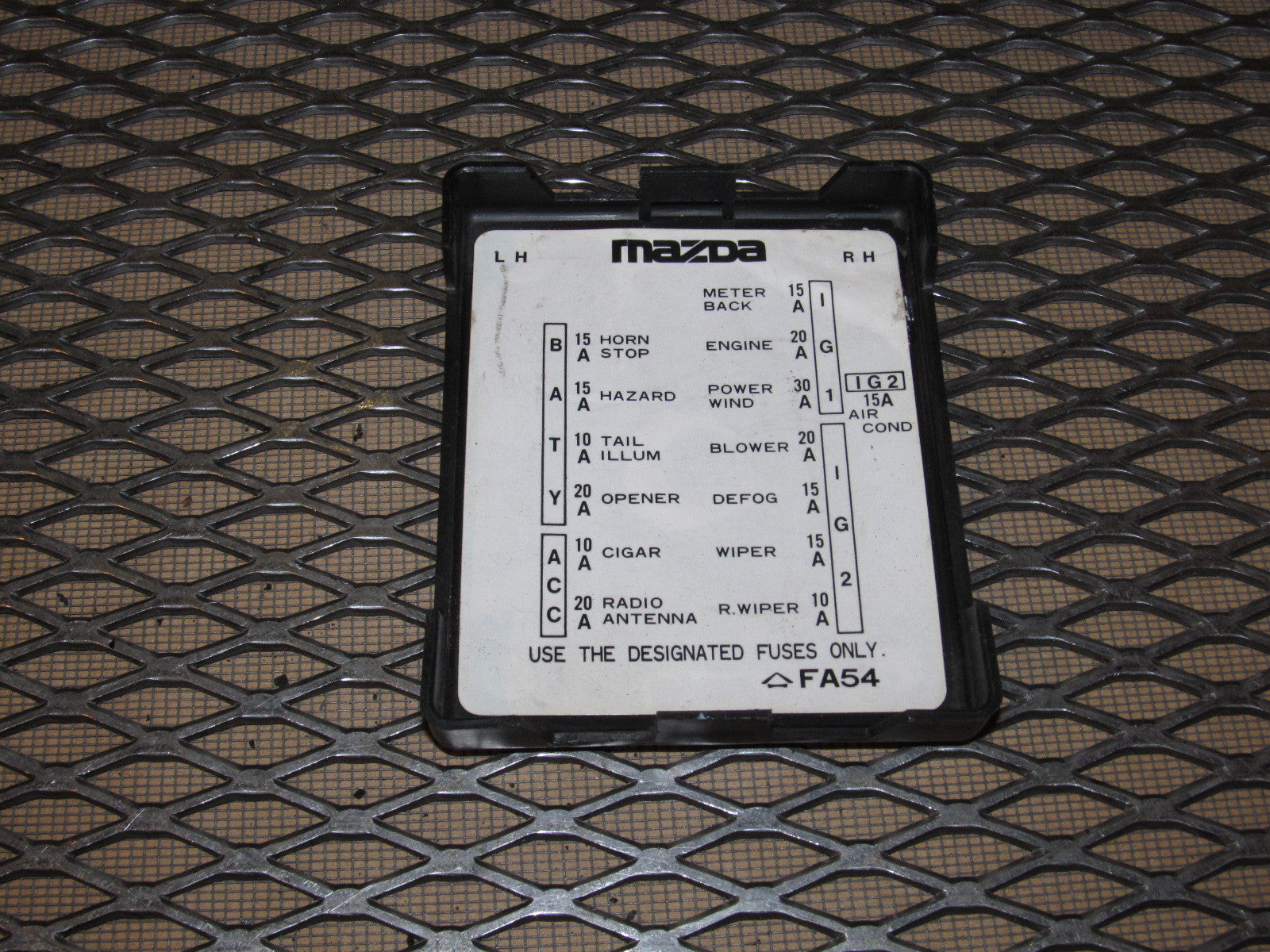 84 85 Mazda RX7 OEM Interior Fuse Box Cover