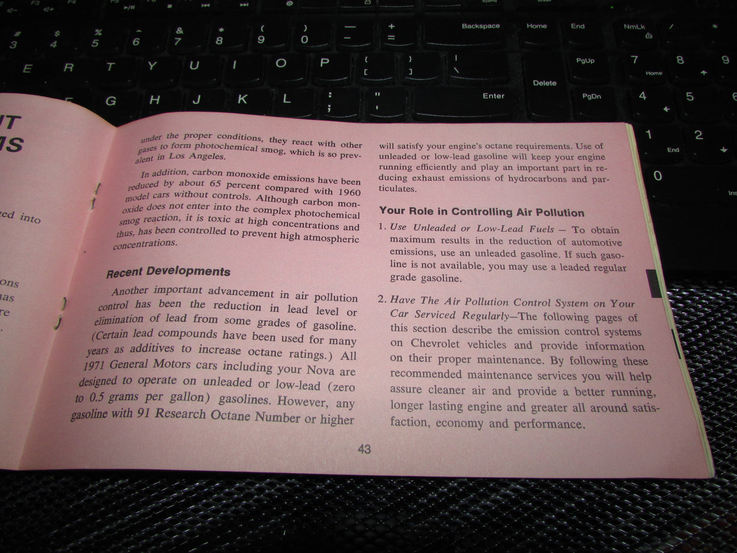 Chevrolet Nova (1971) Owners Manual