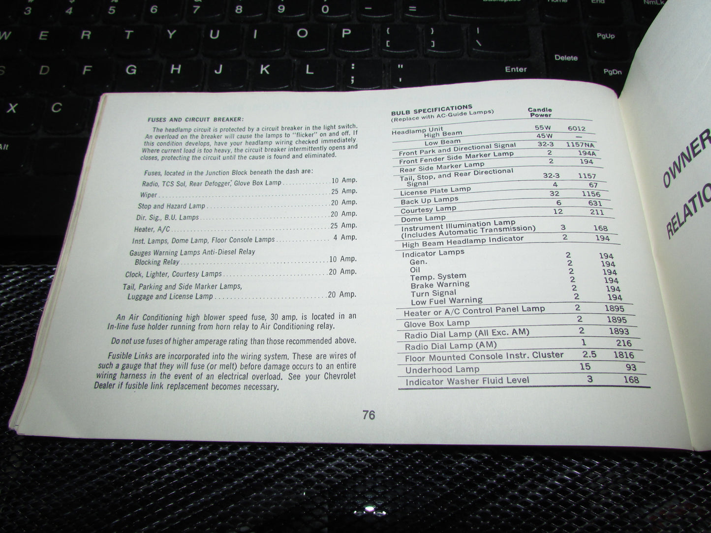 Chevrolet Nova (1971) Owners Manual