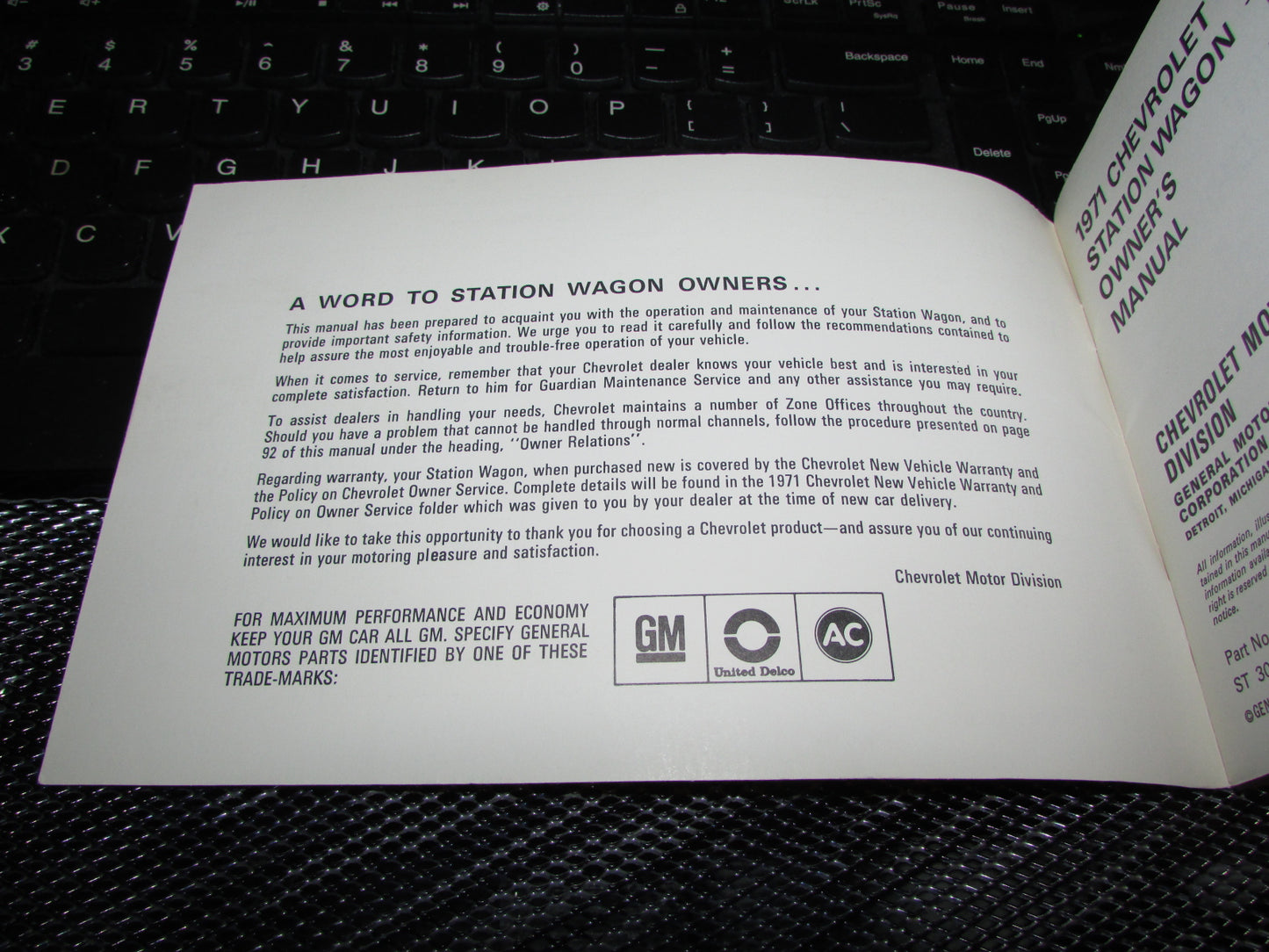 Chevrolet Station Wagon (1971) Owners Manual