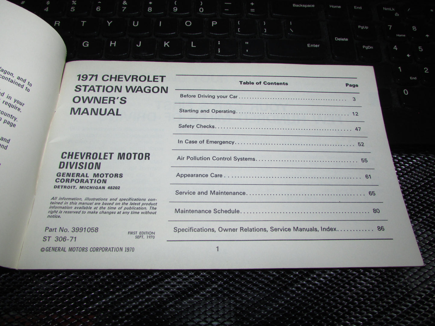 Chevrolet Station Wagon (1971) Owners Manual