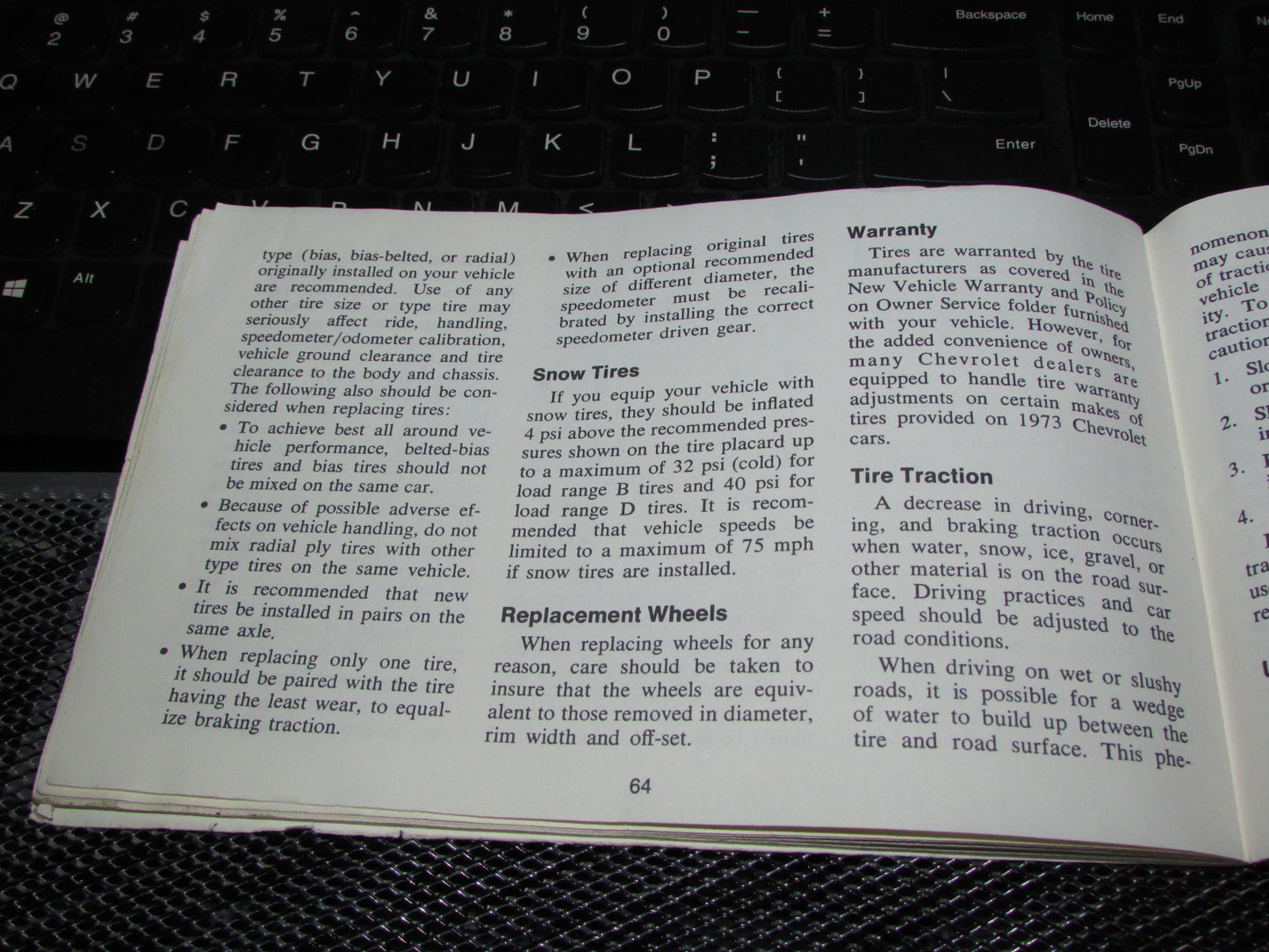 Chevrolet Chevelle (1973) Owners Manual