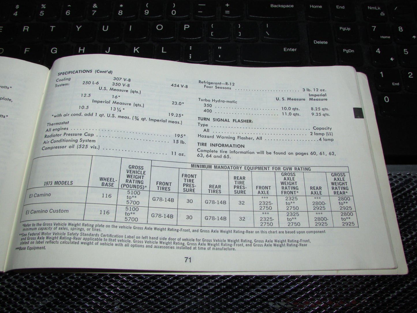 Chevrolet Chevelle (1973) Owners Manual