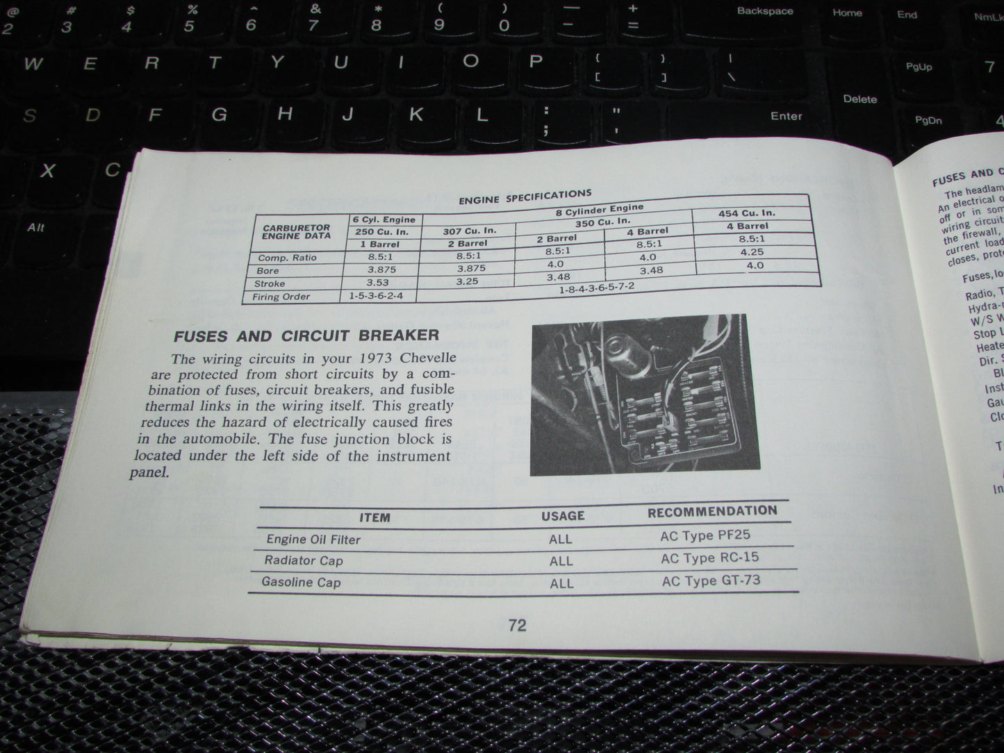 Chevrolet Chevelle (1973) Owners Manual