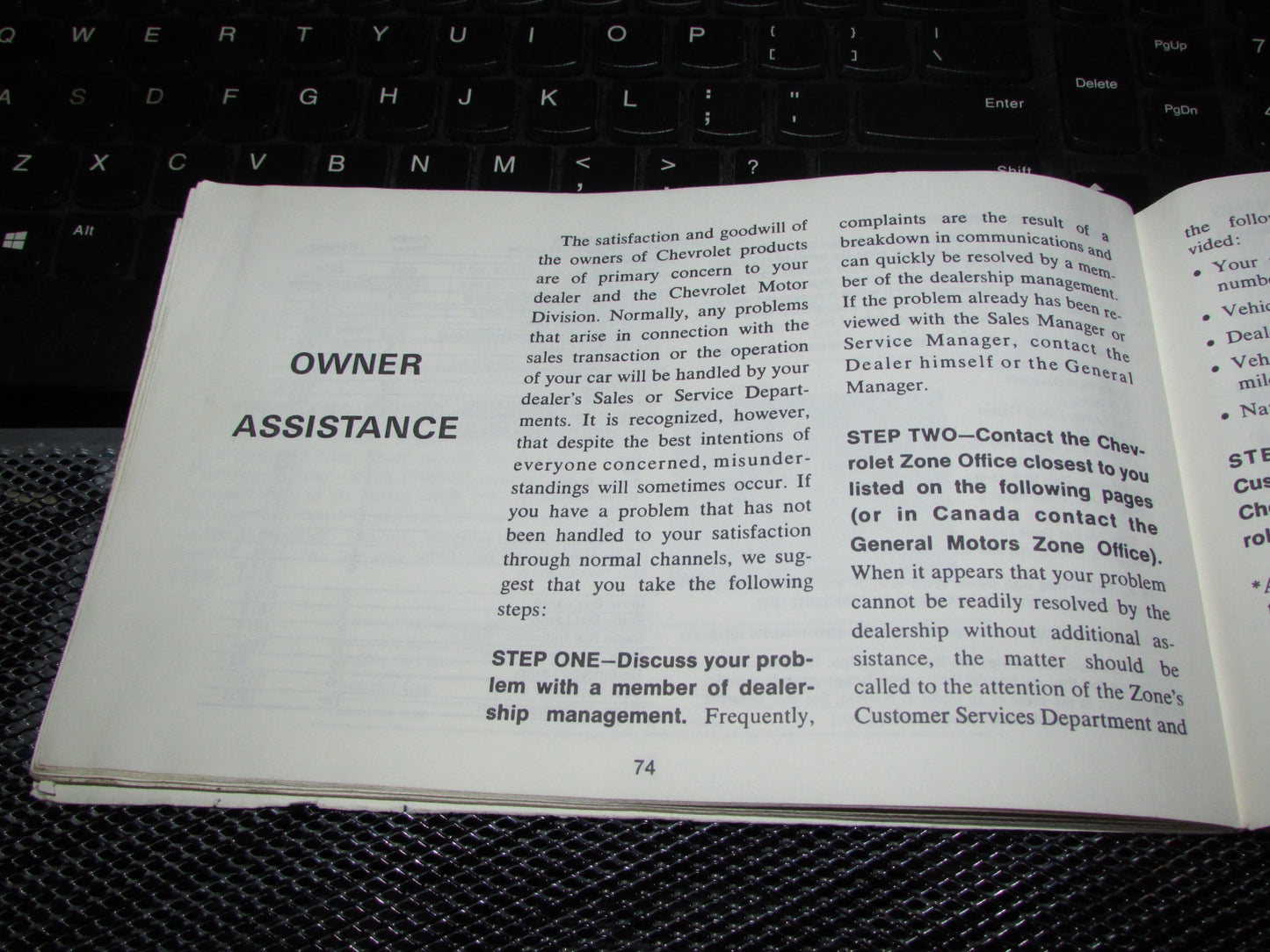 Chevrolet Chevelle (1973) Owners Manual