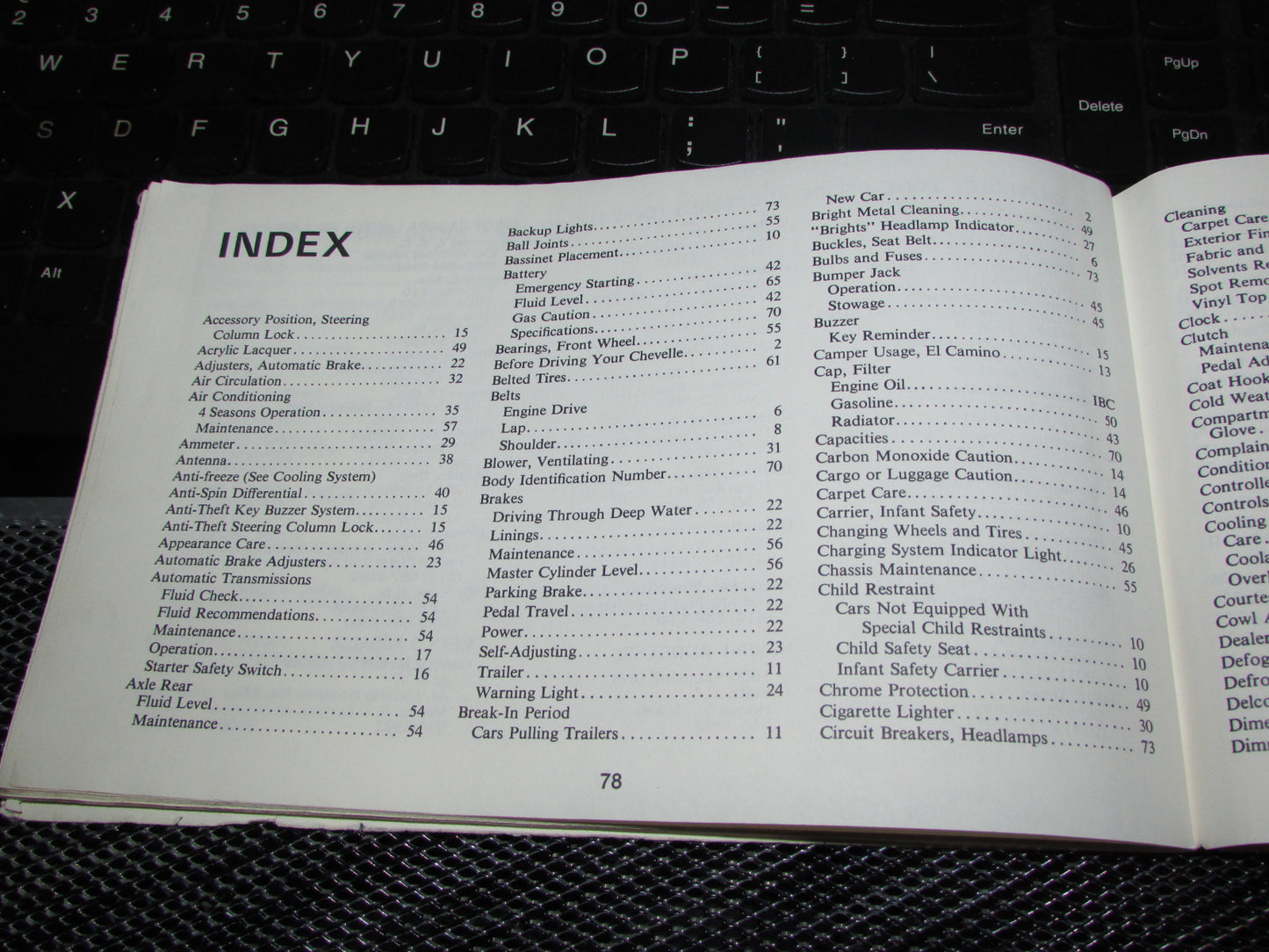 Chevrolet Chevelle (1973) Owners Manual