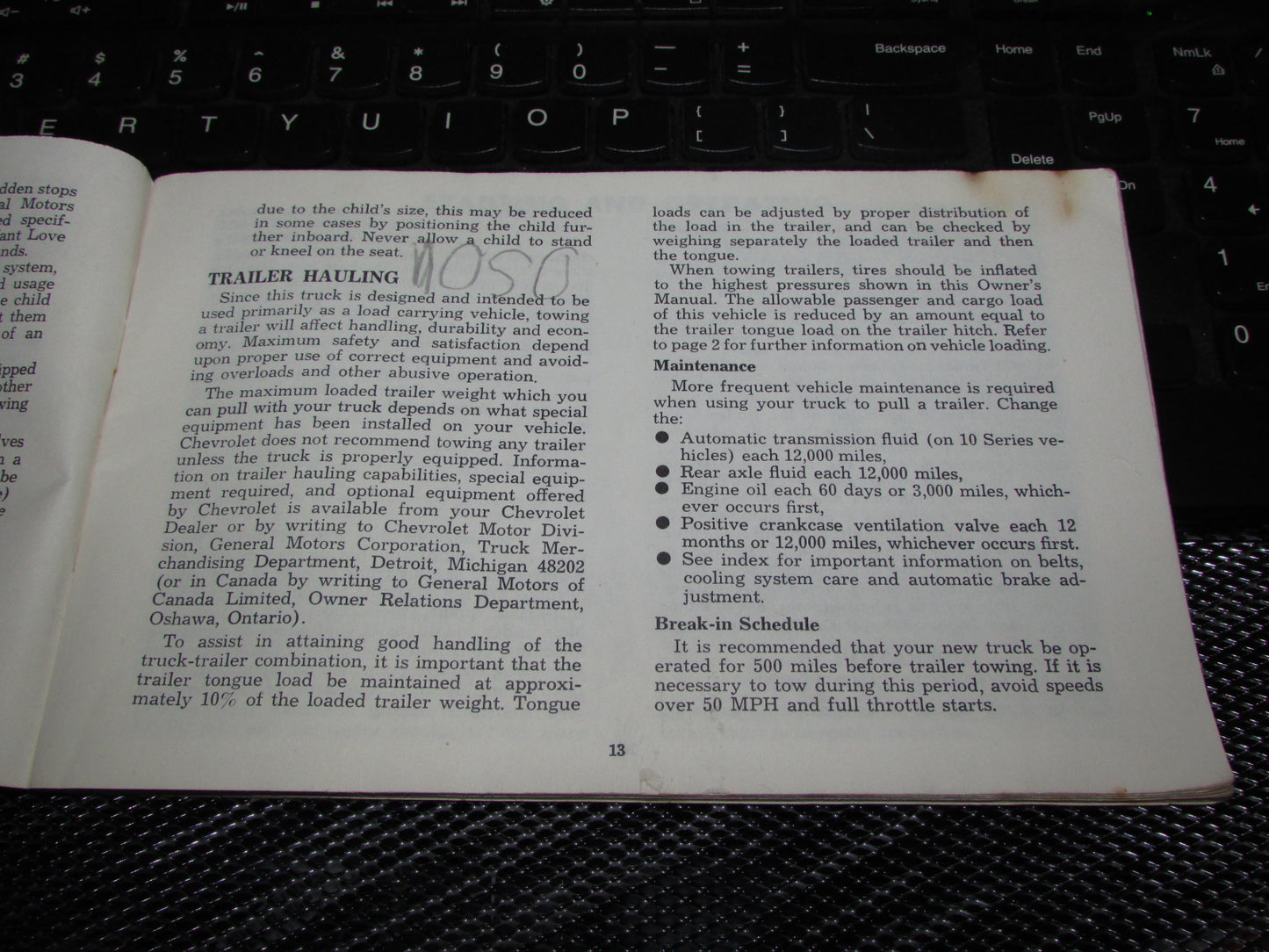 Chevrolet Light Duty Truck Gasoline (1974) Owners Manual