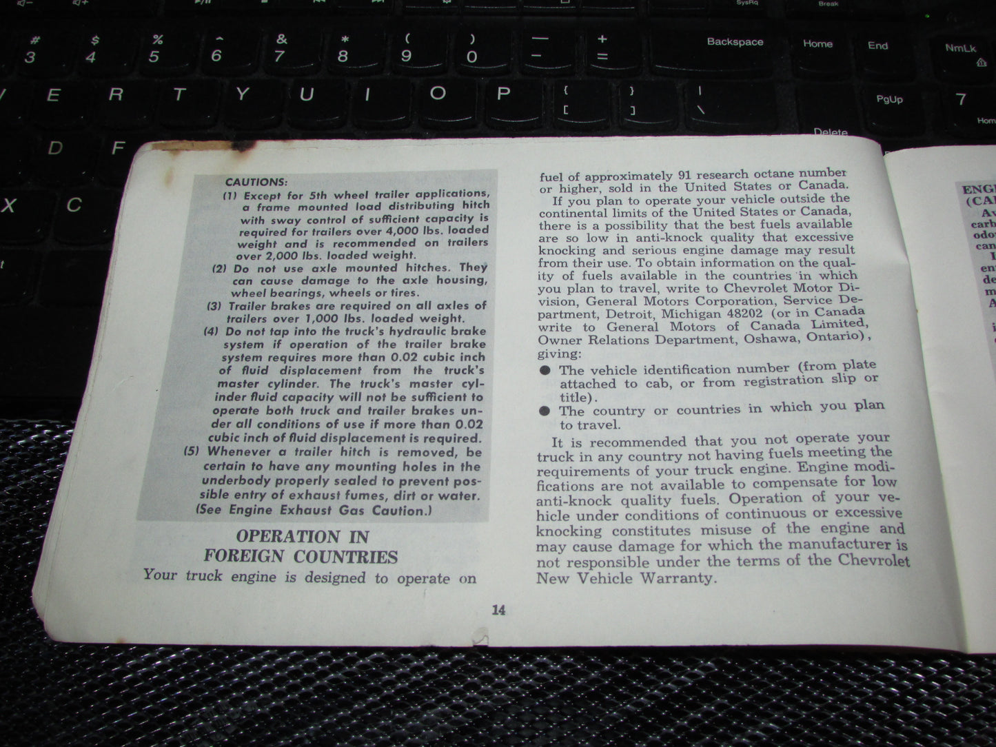 Chevrolet Light Duty Truck Gasoline (1974) Owners Manual