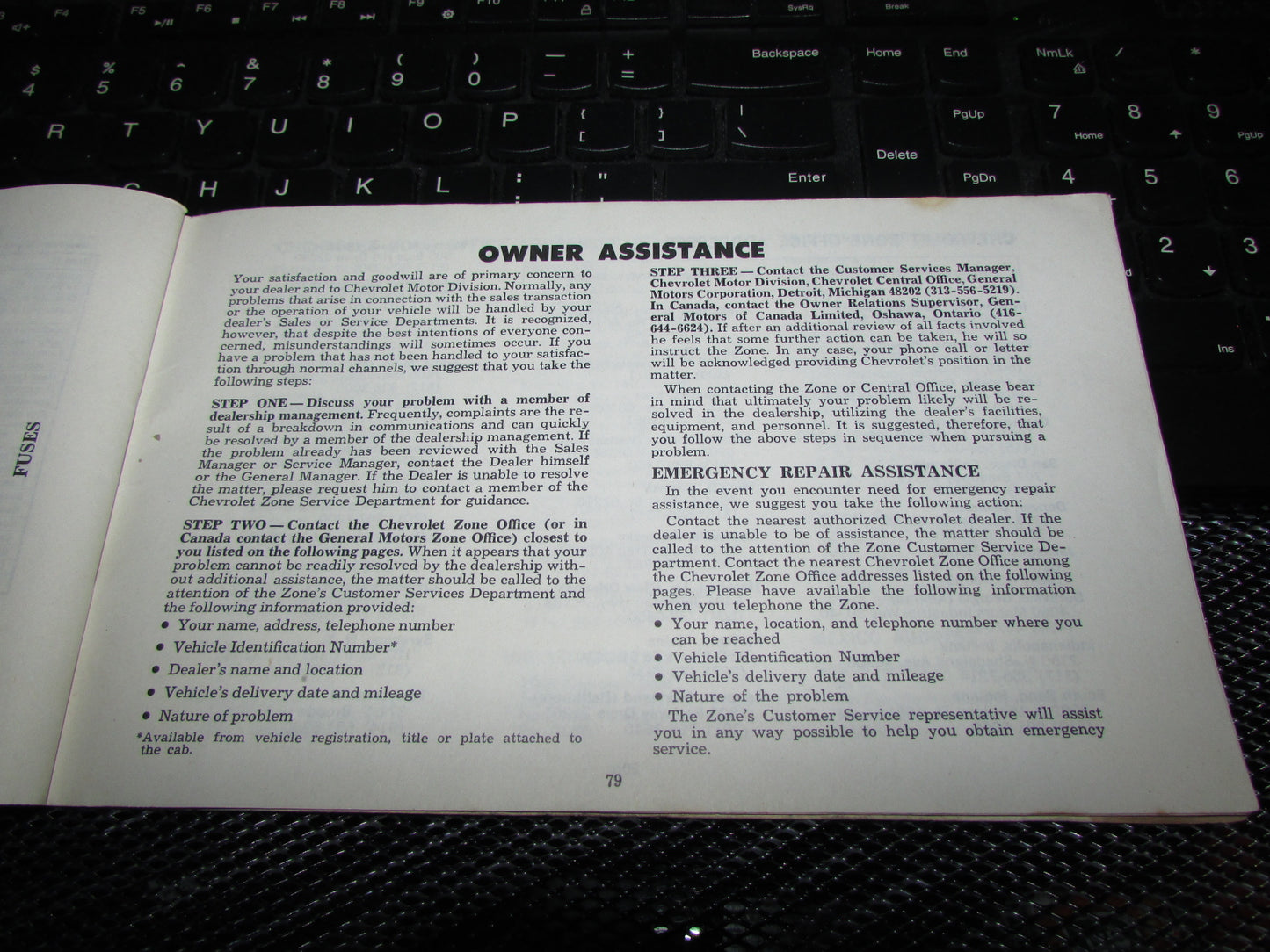 Chevrolet Light Duty Truck Gasoline (1974) Owners Manual