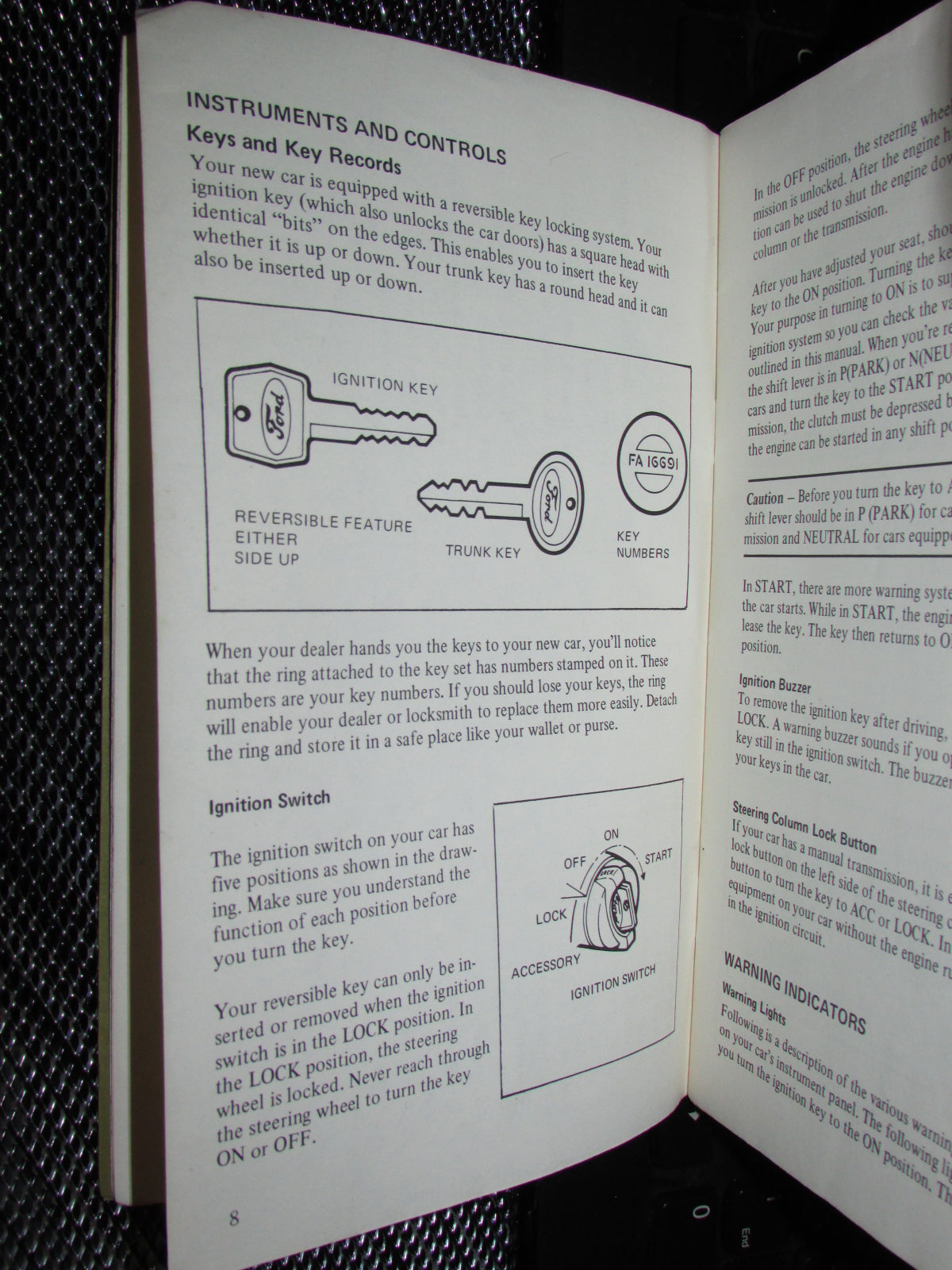 Ford Mustang II (1974) Owners Manual