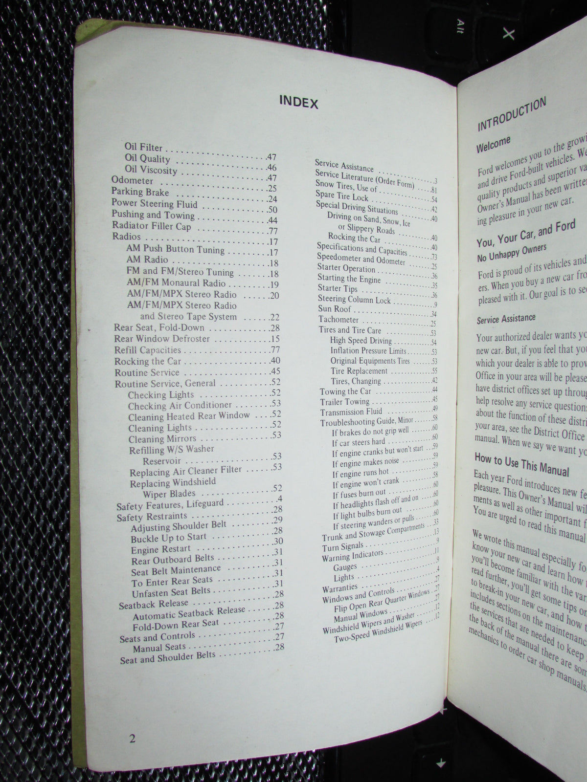 Ford Mustang II (1974) Owners Manual