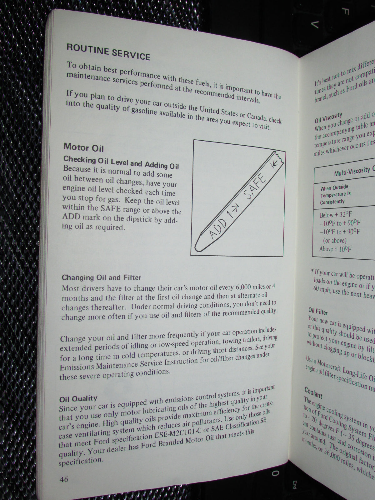 Ford Mustang II (1974) Owners Manual