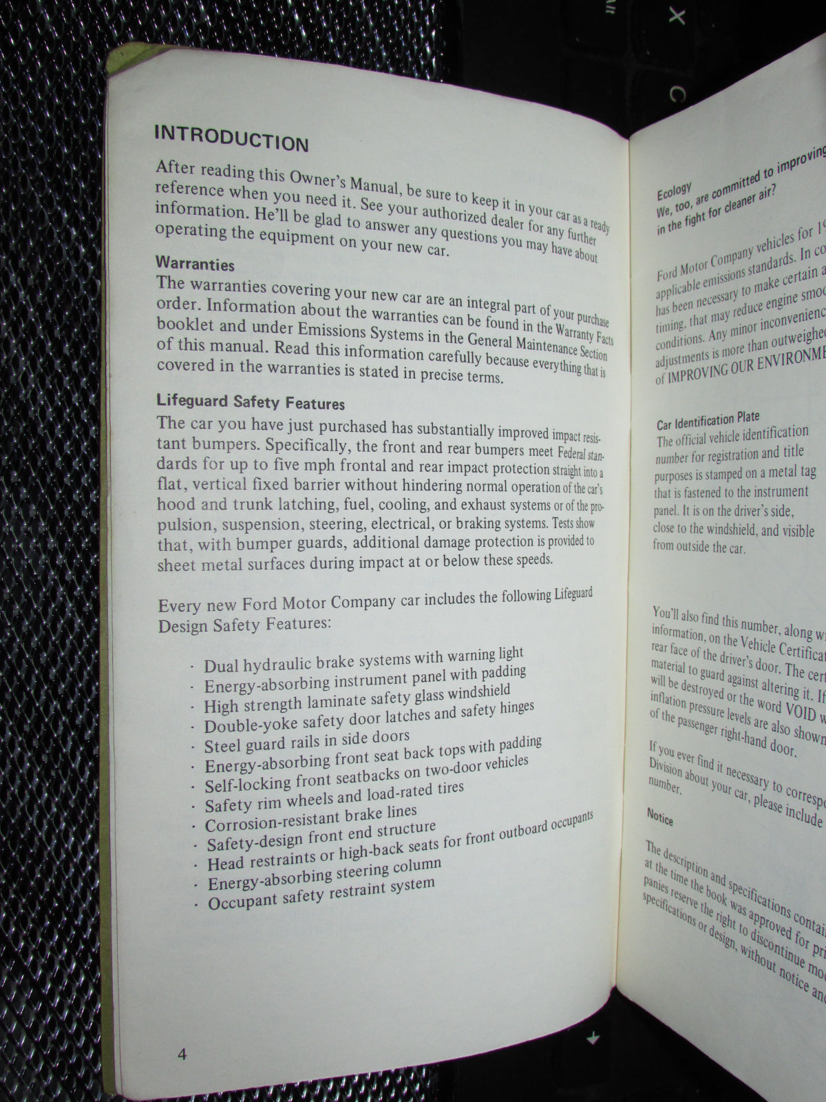 Ford Mustang II (1974) Owners Manual