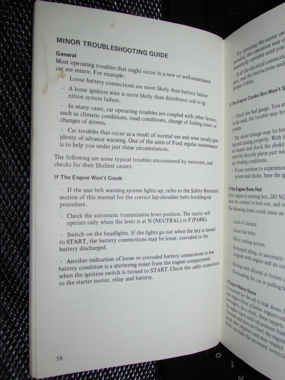 Ford Mustang II (1974) Owners Manual