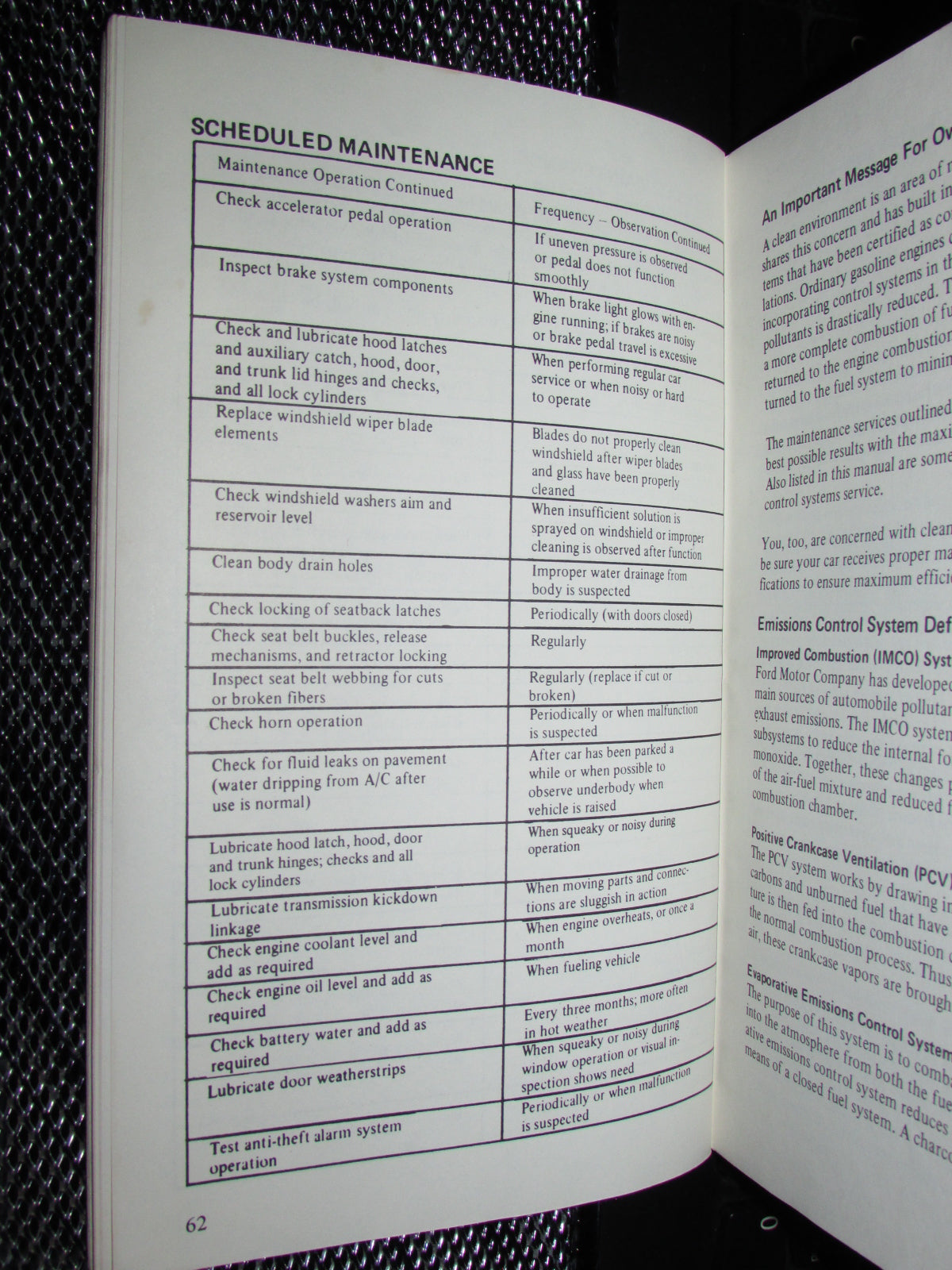 Ford Mustang II (1974) Owners Manual