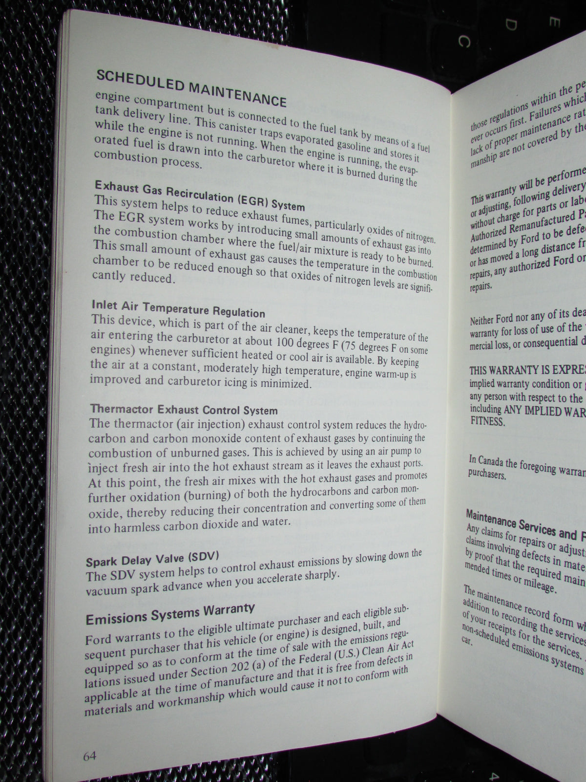 Ford Mustang II (1974) Owners Manual