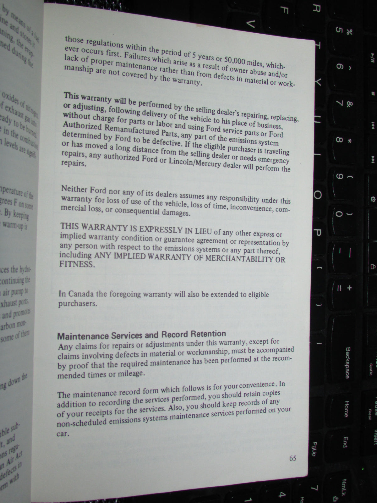 Ford Mustang II (1974) Owners Manual