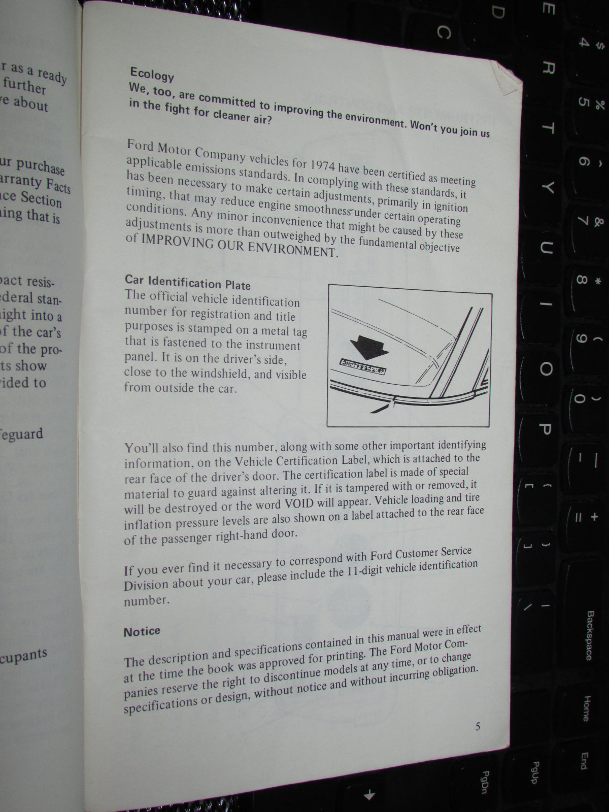Ford Mustang II (1974) Owners Manual
