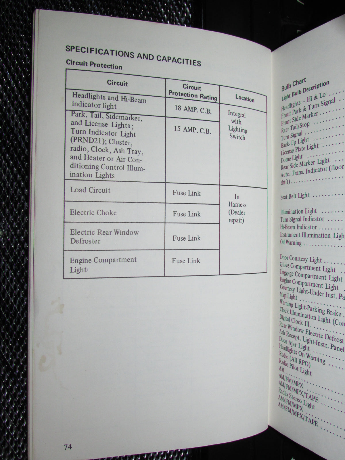 Ford Mustang II (1974) Owners Manual