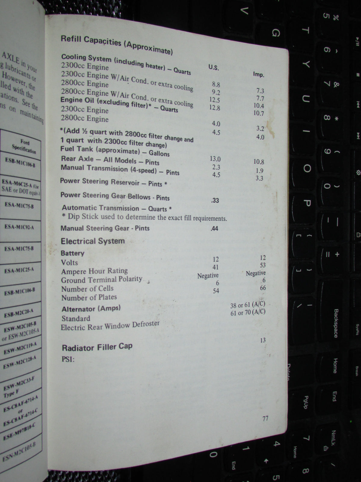 Ford Mustang II (1974) Owners Manual