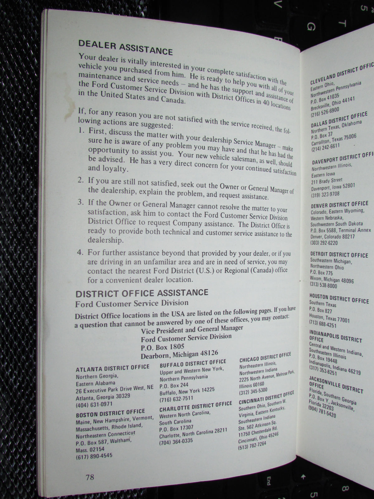 Ford Mustang II (1974) Owners Manual
