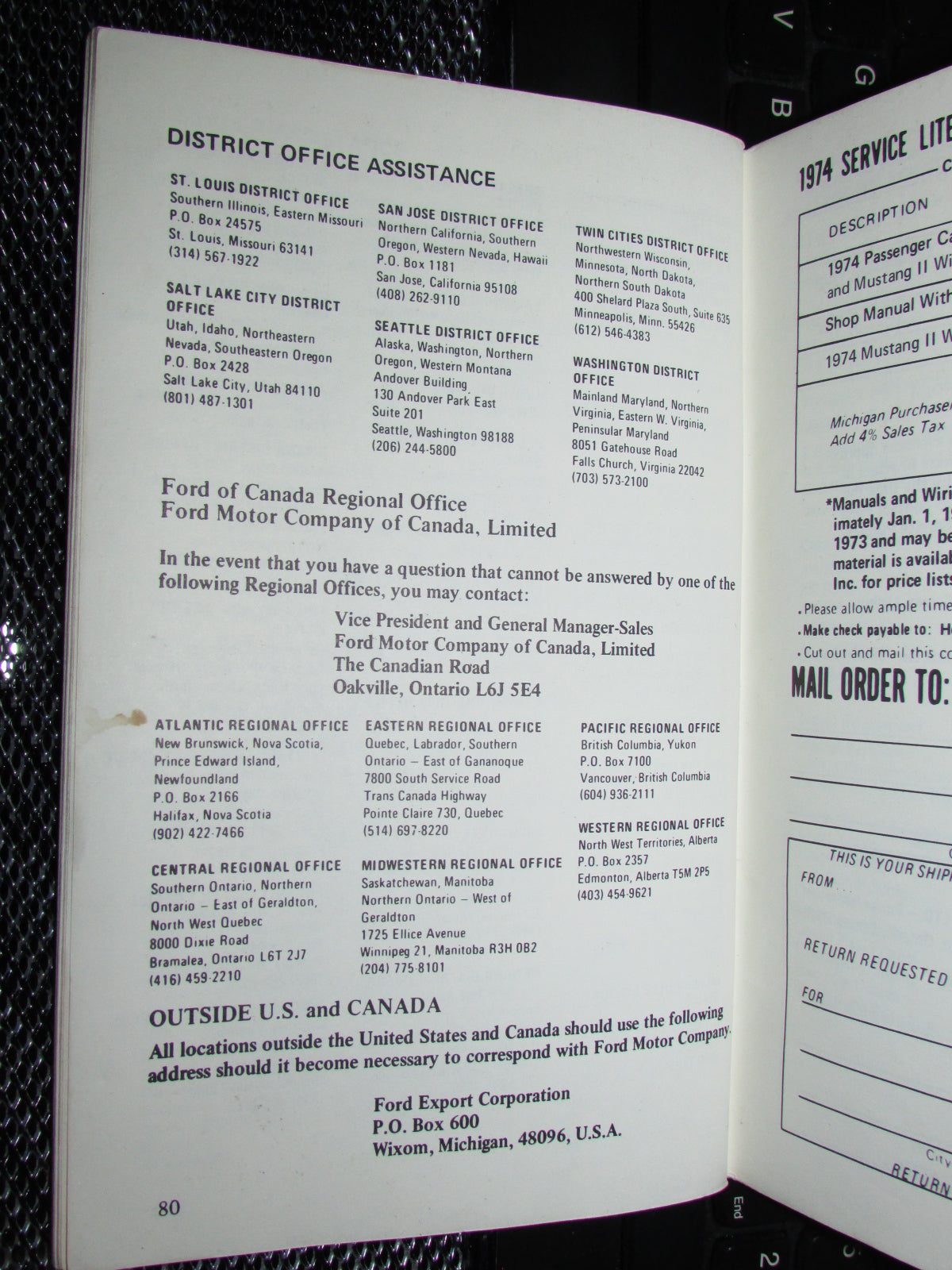 Ford Mustang II (1974) Owners Manual