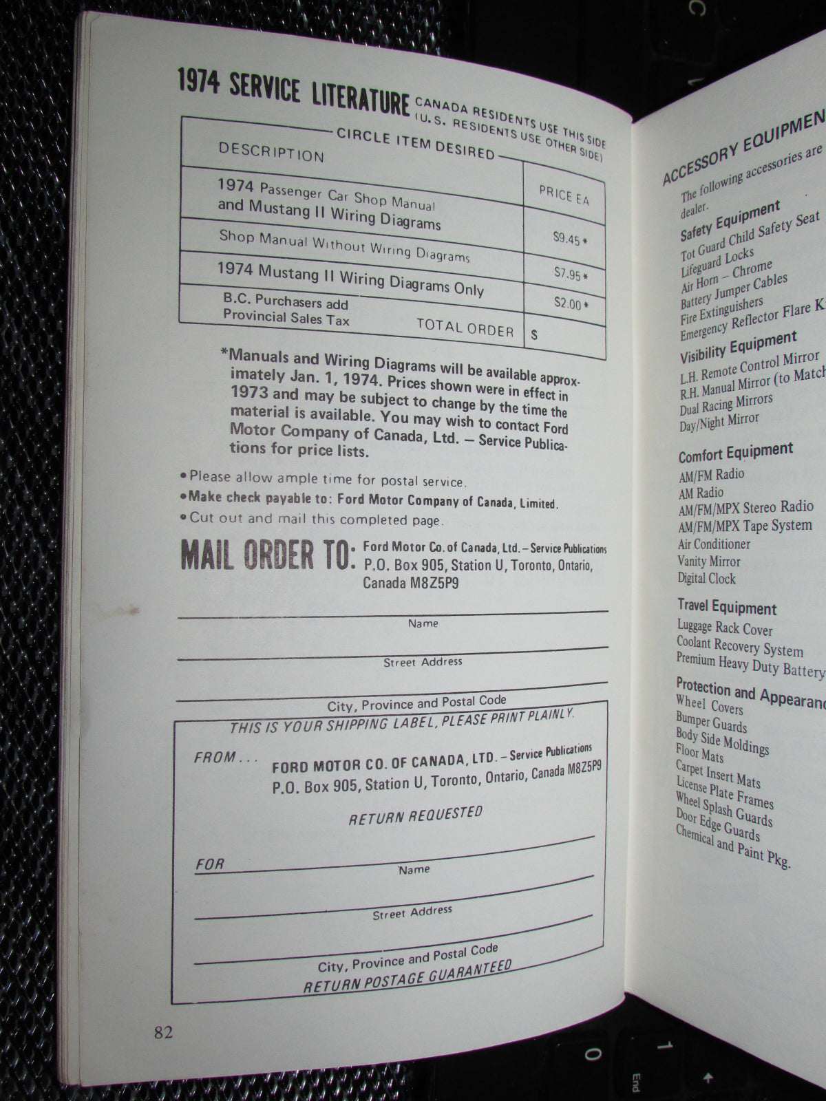 Ford Mustang II (1974) Owners Manual