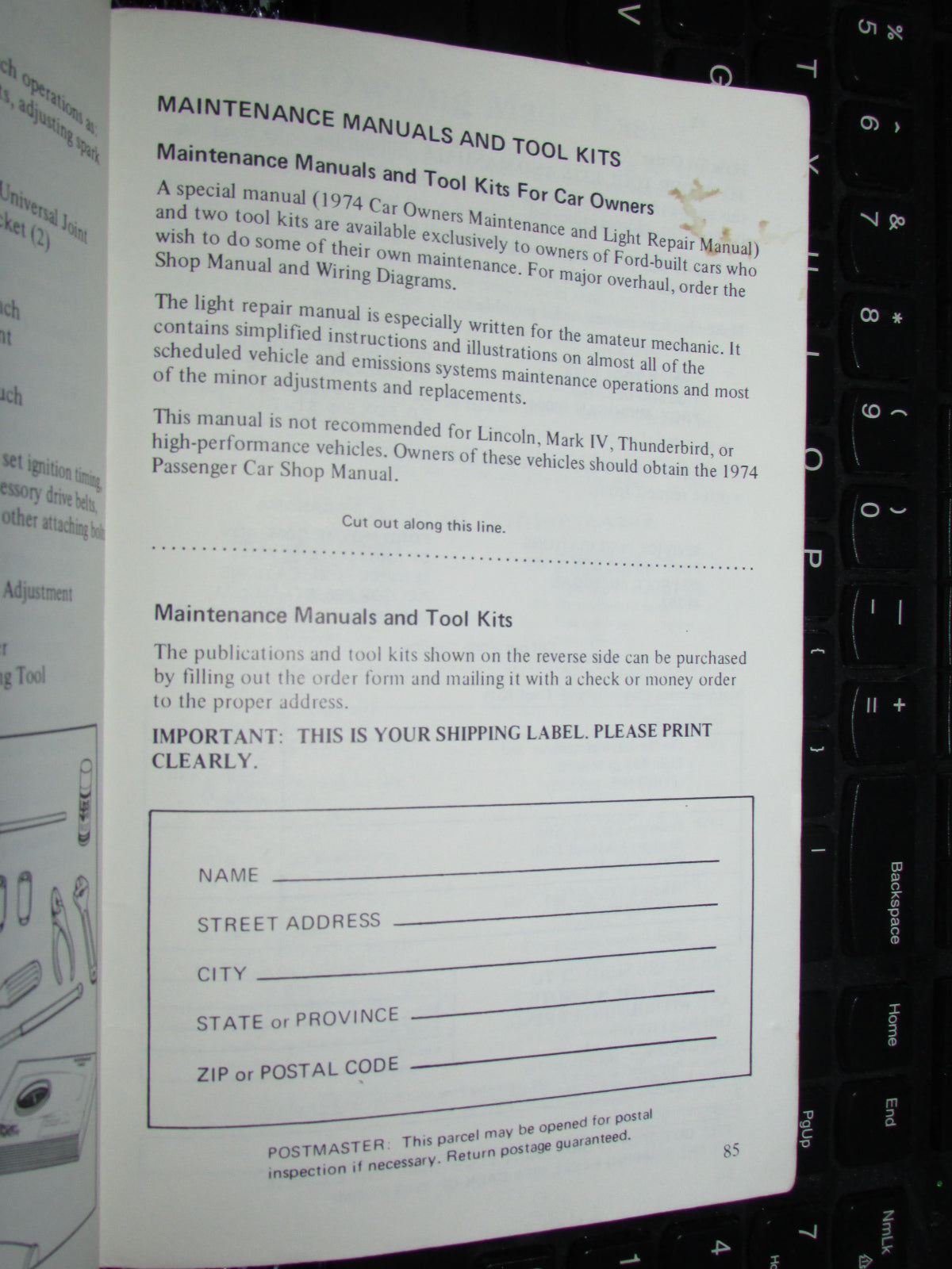 Ford Mustang II (1974) Owners Manual