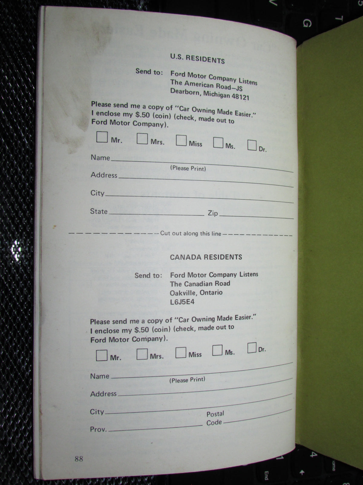 Ford Mustang II (1974) Owners Manual