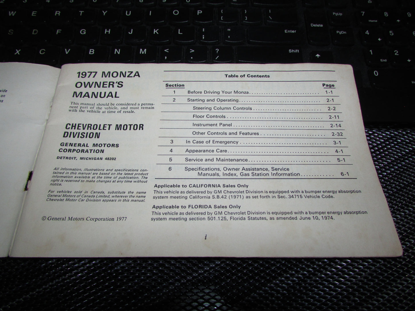 Chevrolet Monza (1977) Owners Manual