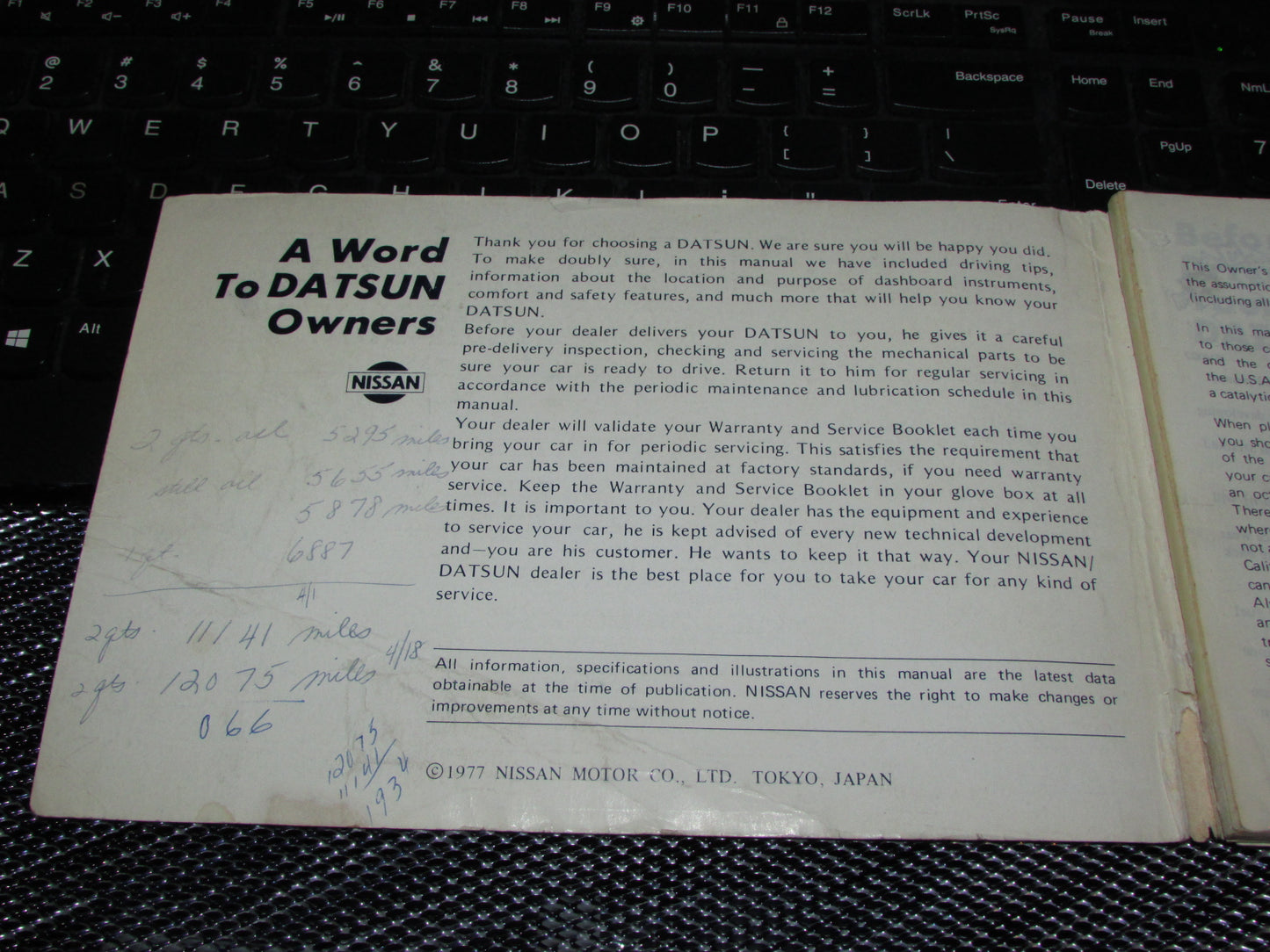 Datsun 200SX (1978) Owners Manual