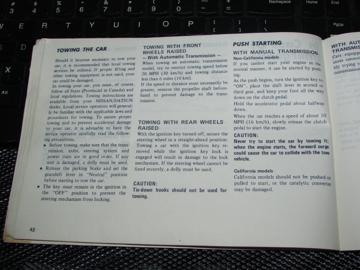 Datsun 200SX (1978) Owners Manual