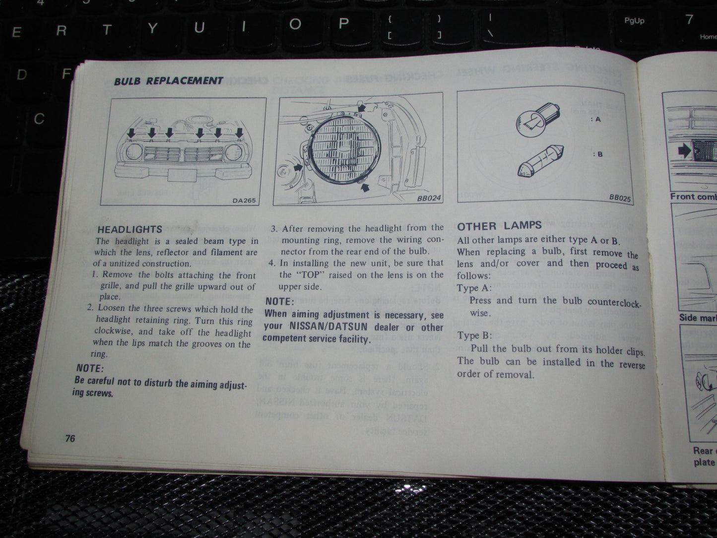 Datsun 200SX (1978) Owners Manual
