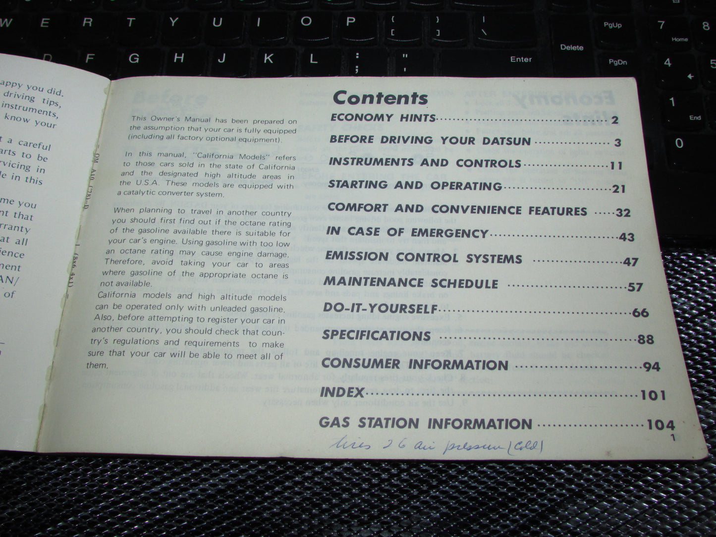 Datsun 510 (1978) Owners Manual