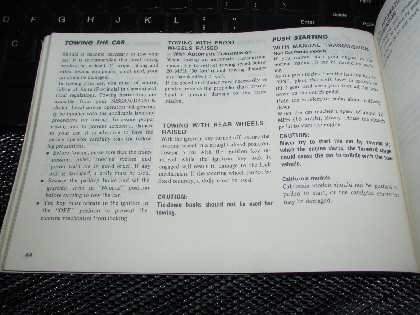 Datsun 510 (1978) Owners Manual