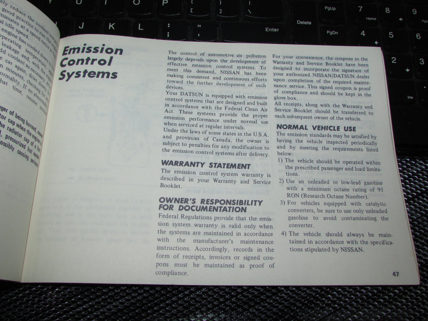 Datsun 510 (1978) Owners Manual