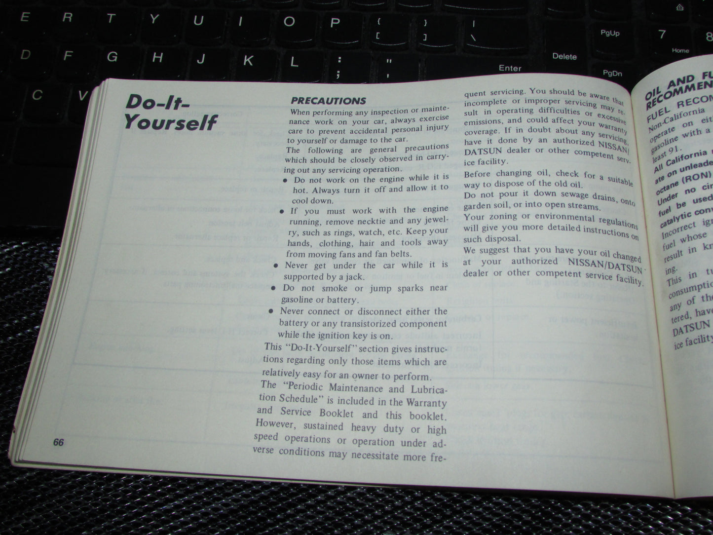 Datsun 510 (1978) Owners Manual