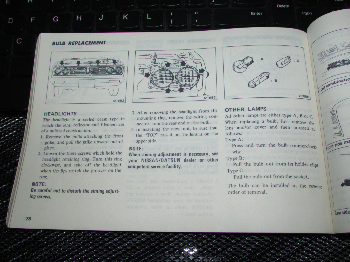 Datsun 510 (1978) Owners Manual