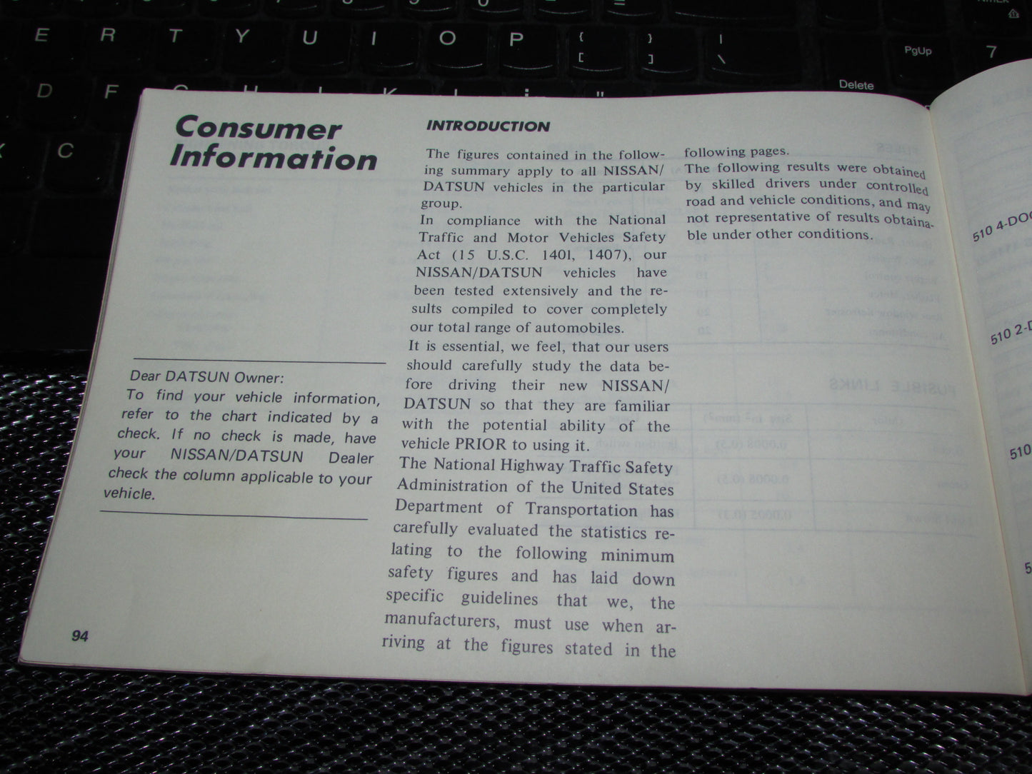 Datsun 510 (1978) Owners Manual