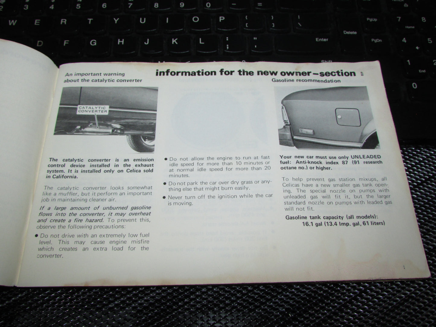 Toyota Celica (1978) Owners Manual
