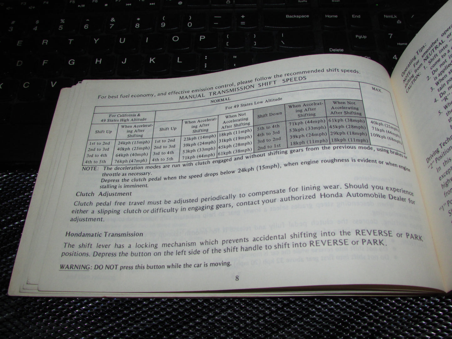 Honda Accord Hatchback (1979) Owners Manual