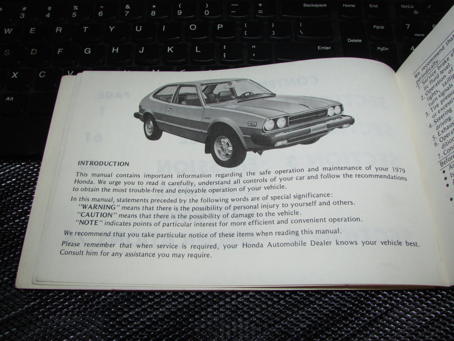 Honda Accord Hatchback (1979) Owners Manual