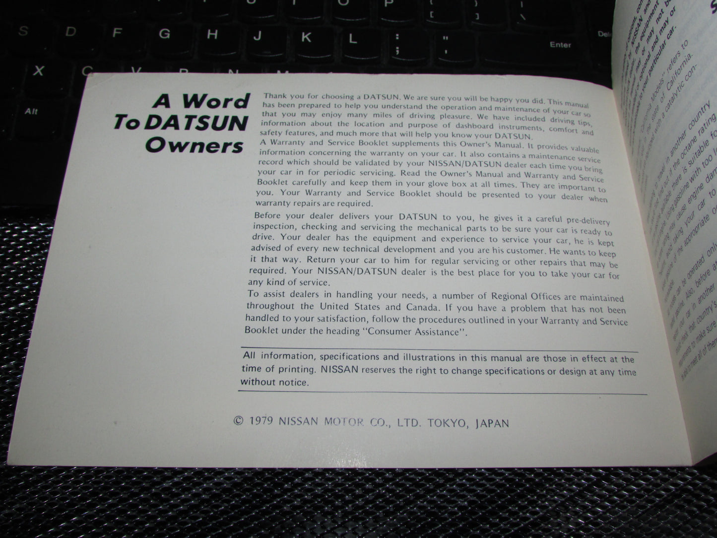 Datsun 200SX (1980) Owners Manual