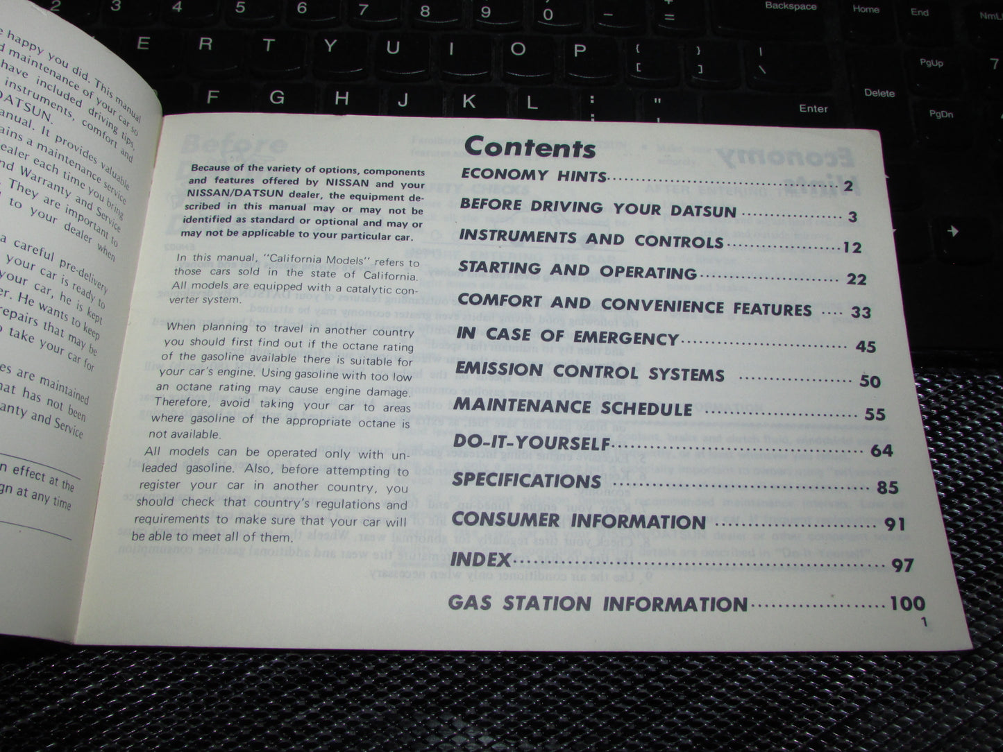 Datsun 200SX (1980) Owners Manual