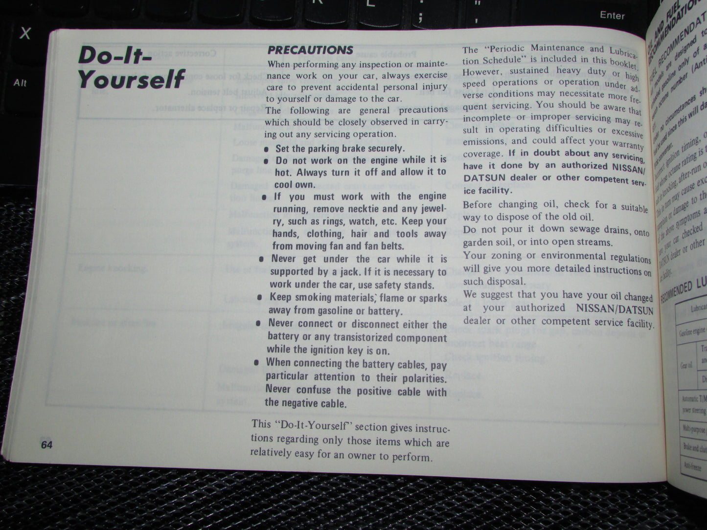 Datsun 200SX (1980) Owners Manual