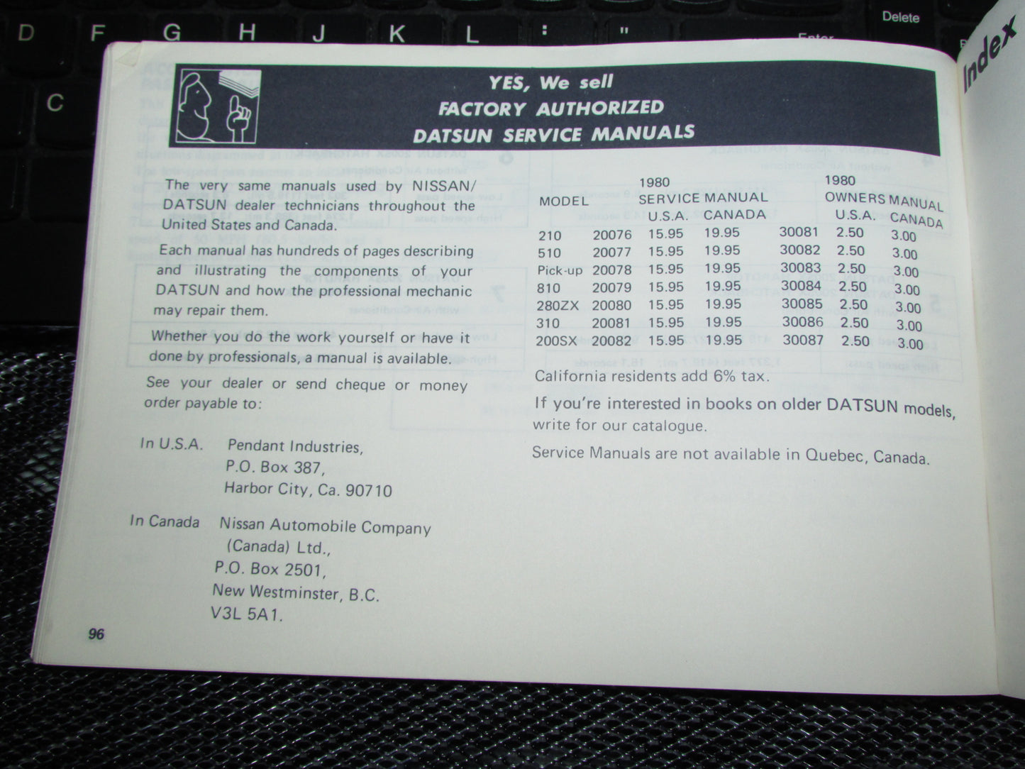 Datsun 200SX (1980) Owners Manual