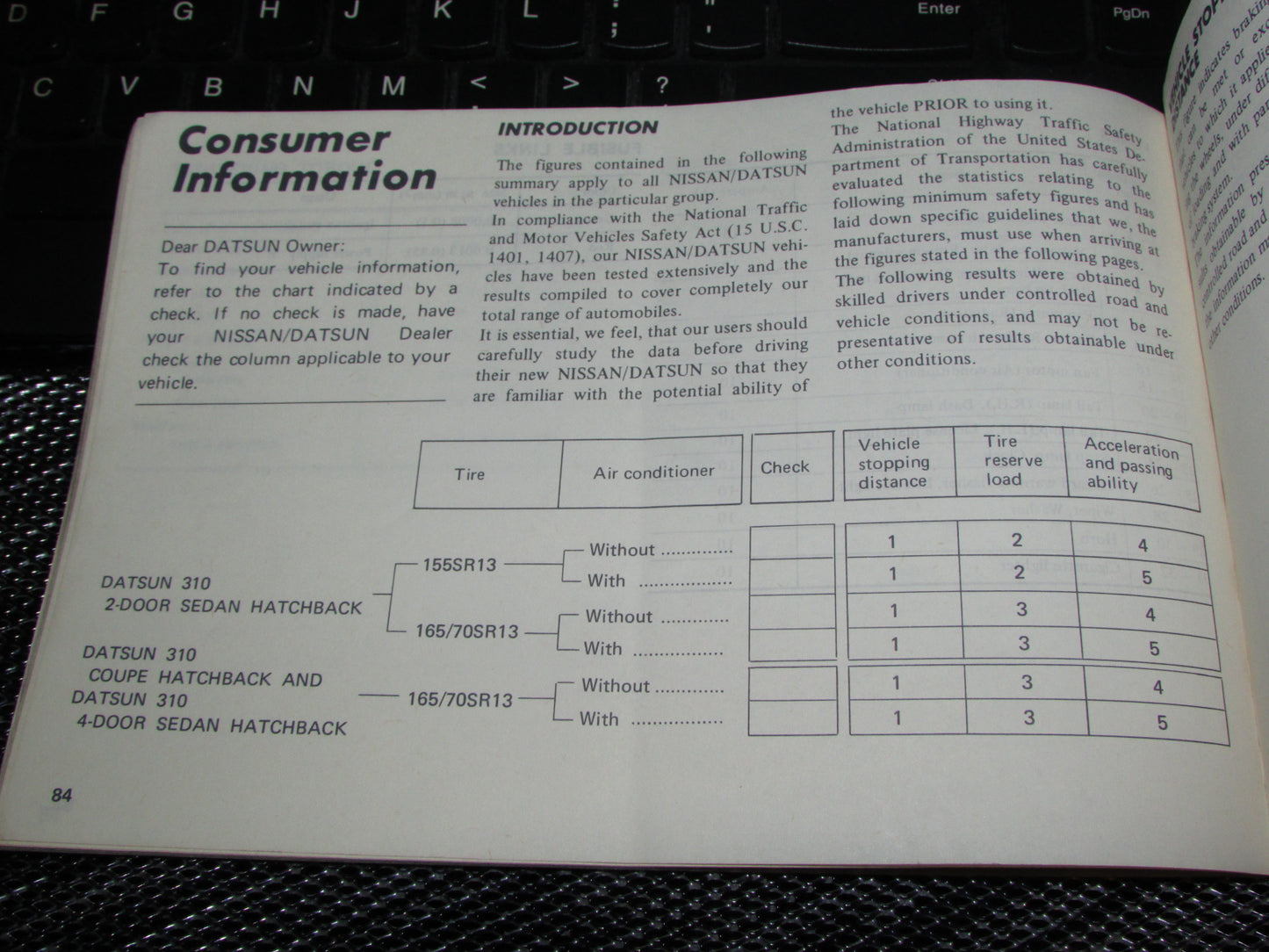 Datsun 310 (1980) Owners Manual