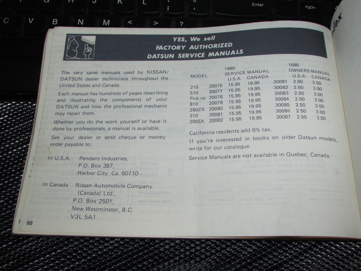 Datsun 310 (1980) Owners Manual